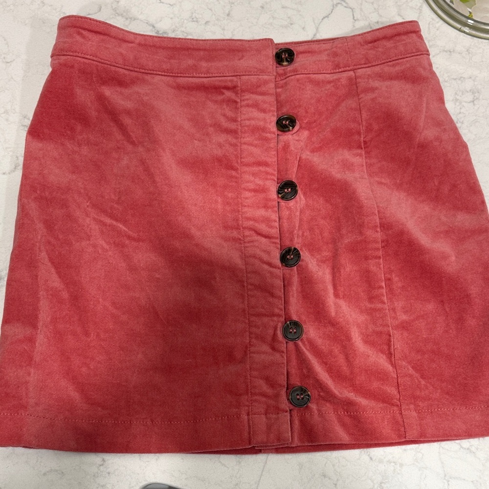 Women's Button-Front Red Skirt